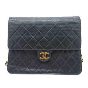 Chanel Matelasse Single Flap Chain Shoulder Bag Black